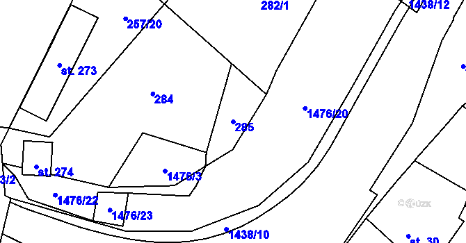 Parcela st. 285 v KÚ Údolí u Nových Hradů, Katastrální mapa