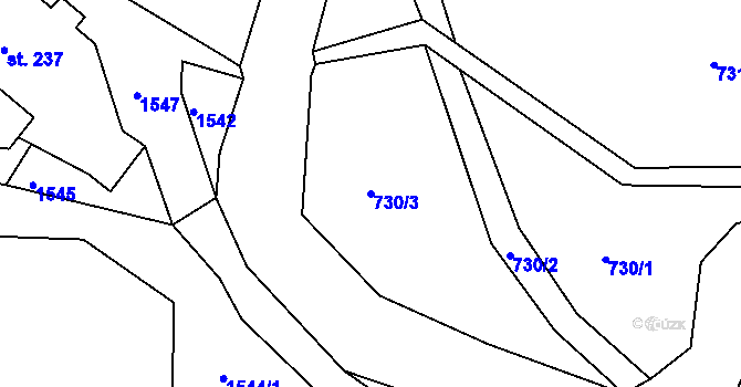 Parcela st. 730/3 v KÚ Údolí u Nových Hradů, Katastrální mapa