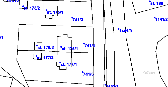 Parcela st. 741/4 v KÚ Údolí u Nových Hradů, Katastrální mapa