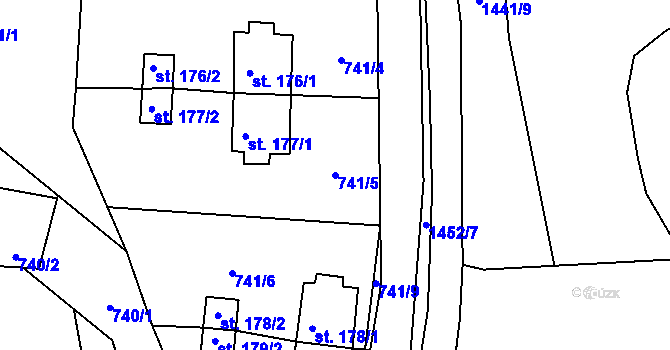 Parcela st. 741/5 v KÚ Údolí u Nových Hradů, Katastrální mapa