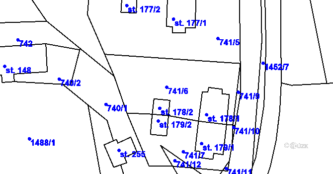 Parcela st. 741/6 v KÚ Údolí u Nových Hradů, Katastrální mapa