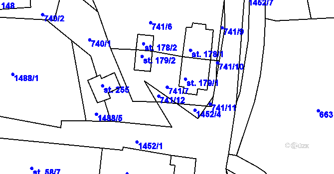 Parcela st. 741/7 v KÚ Údolí u Nových Hradů, Katastrální mapa