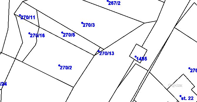 Parcela st. 270/13 v KÚ Údolí u Nových Hradů, Katastrální mapa