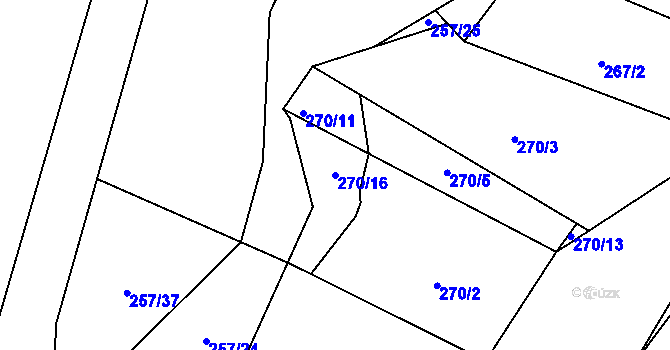 Parcela st. 270/16 v KÚ Údolí u Nových Hradů, Katastrální mapa