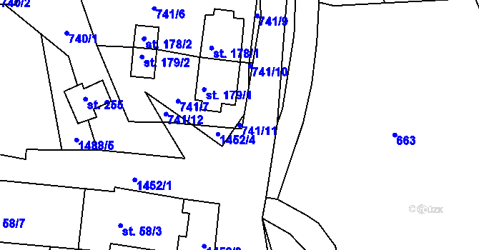 Parcela st. 741/11 v KÚ Údolí u Nových Hradů, Katastrální mapa