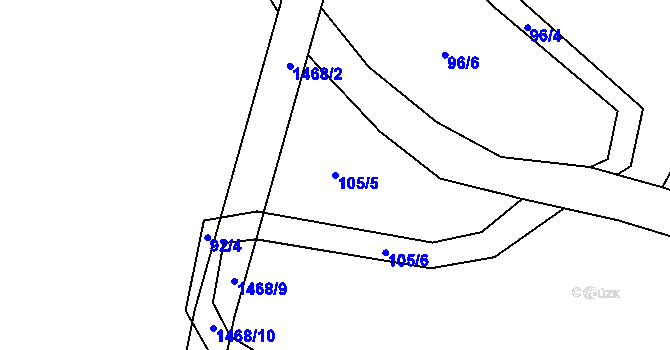 Parcela st. 105/5 v KÚ Údolí u Nových Hradů, Katastrální mapa