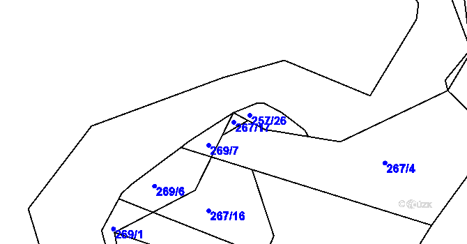 Parcela st. 267/17 v KÚ Údolí u Nových Hradů, Katastrální mapa