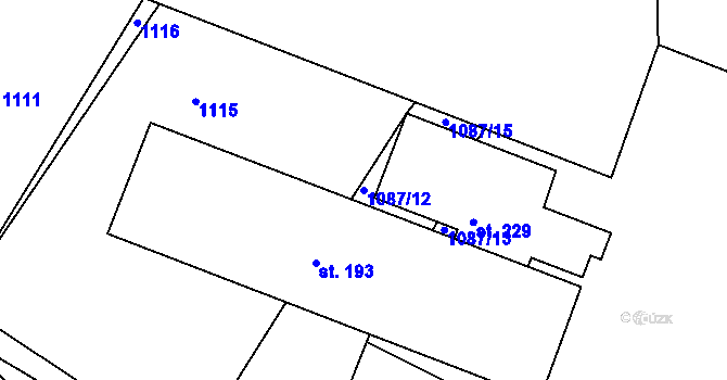 Parcela st. 1087/12 v KÚ Údolí u Nových Hradů, Katastrální mapa