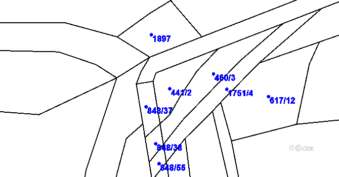 Parcela st. 441/2 v KÚ Veveří u Nových Hradů, Katastrální mapa