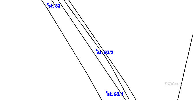 Parcela st. 93/2 v KÚ Veveří u Nových Hradů, Katastrální mapa