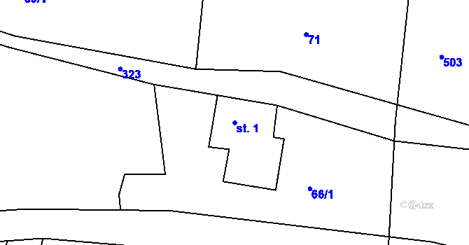 Parcela st. 1 v KÚ Mokrá Lhota, Katastrální mapa