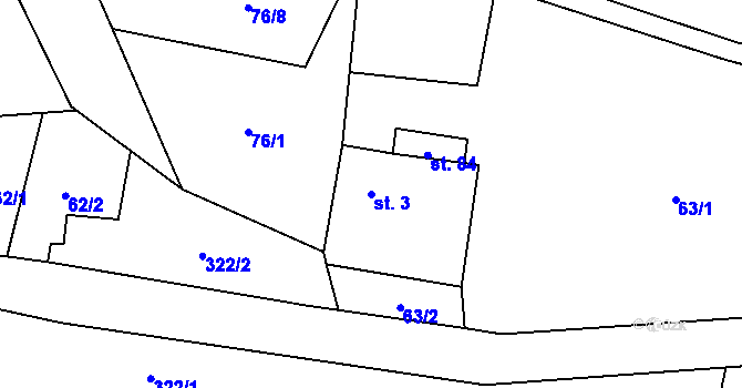 Parcela st. 3 v KÚ Mokrá Lhota, Katastrální mapa