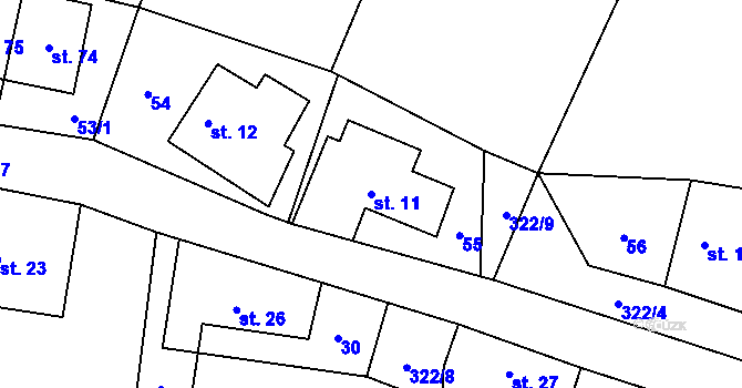 Parcela st. 11 v KÚ Mokrá Lhota, Katastrální mapa