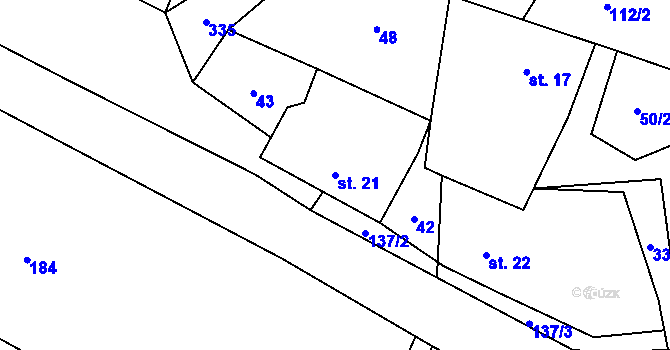 Parcela st. 21 v KÚ Mokrá Lhota, Katastrální mapa