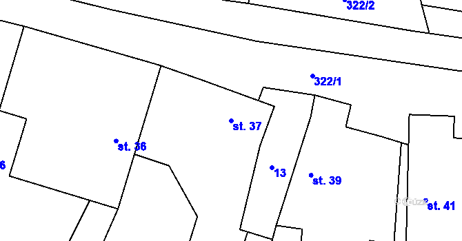Parcela st. 37 v KÚ Mokrá Lhota, Katastrální mapa