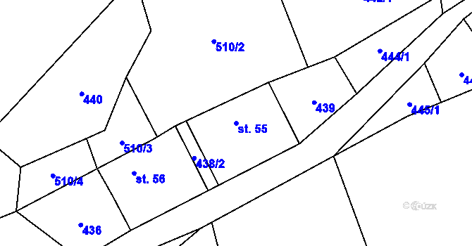 Parcela st. 55 v KÚ Mokrá Lhota, Katastrální mapa