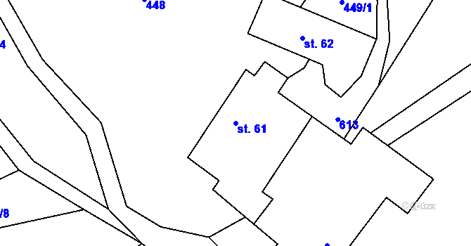 Parcela st. 61 v KÚ Mokrá Lhota, Katastrální mapa
