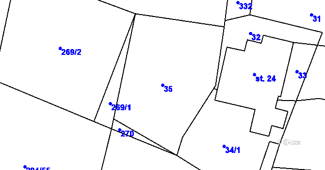 Parcela st. 35 v KÚ Mokrá Lhota, Katastrální mapa