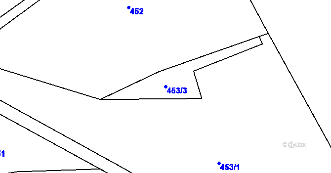 Parcela st. 453/3 v KÚ Mokrá Lhota, Katastrální mapa