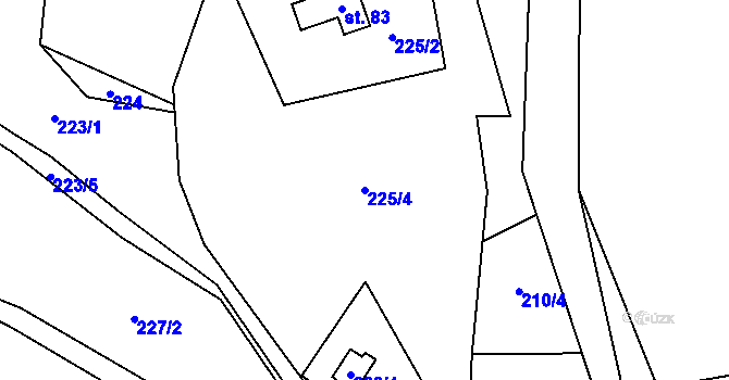 Parcela st. 225/4 v KÚ Mokrá Lhota, Katastrální mapa