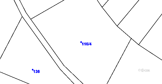 Parcela st. 116/4 v KÚ Mokrá Lhota, Katastrální mapa