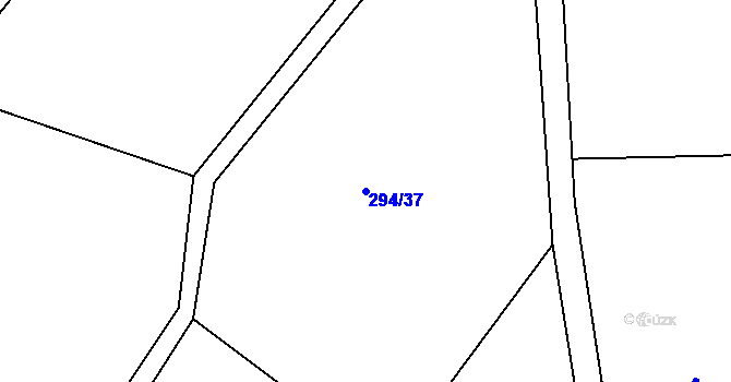 Parcela st. 294/37 v KÚ Mokrá Lhota, Katastrální mapa