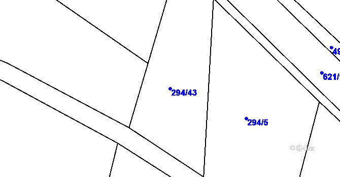 Parcela st. 294/43 v KÚ Mokrá Lhota, Katastrální mapa