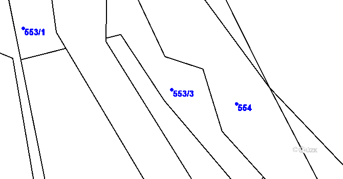 Parcela st. 553/3 v KÚ Mokrá Lhota, Katastrální mapa