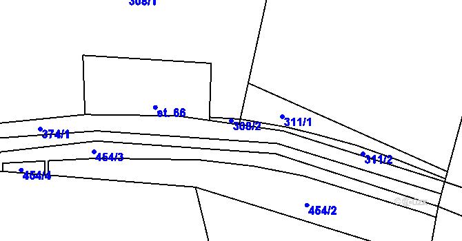 Parcela st. 308/2 v KÚ Mokrá Lhota, Katastrální mapa