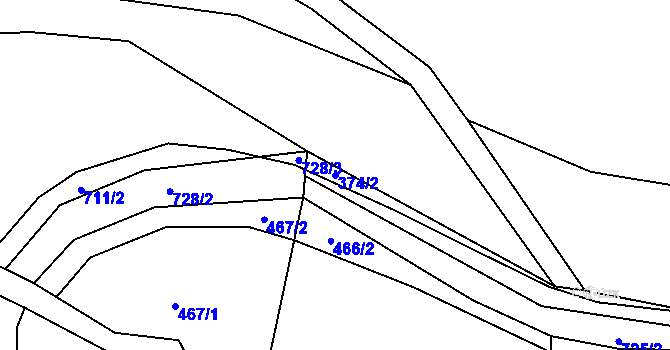 Parcela st. 374/2 v KÚ Mokrá Lhota, Katastrální mapa