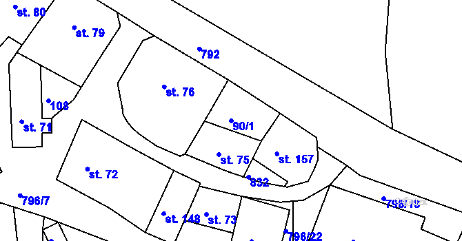 Parcela st. 90/1 v KÚ Nové Hrady u Skutče, Katastrální mapa