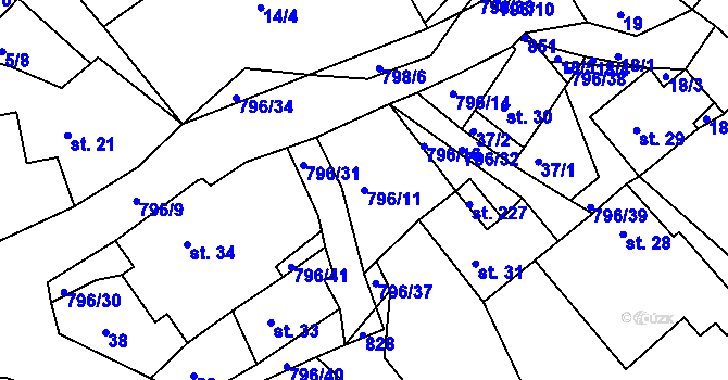 Parcela st. 796/11 v KÚ Nové Hrady u Skutče, Katastrální mapa