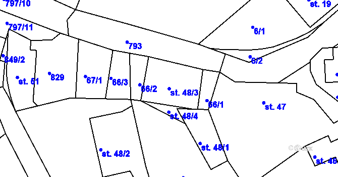 Parcela st. 48/3 v KÚ Nové Hrady u Skutče, Katastrální mapa