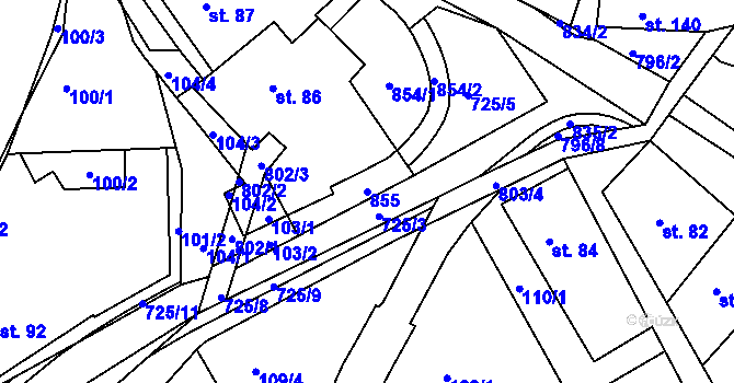 Parcela st. 855 v KÚ Nové Hrady u Skutče, Katastrální mapa