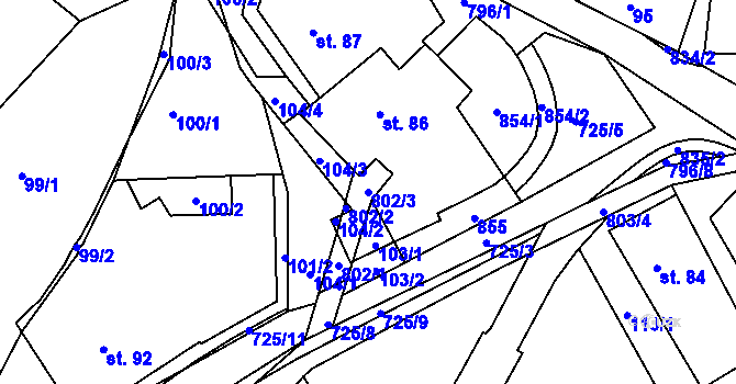 Parcela st. 802/3 v KÚ Nové Hrady u Skutče, Katastrální mapa