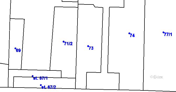 Parcela st. 73 v KÚ Nové Kopisty, Katastrální mapa
