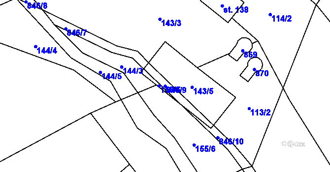 Parcela st. 846/9 v KÚ Nové Lesy, Katastrální mapa