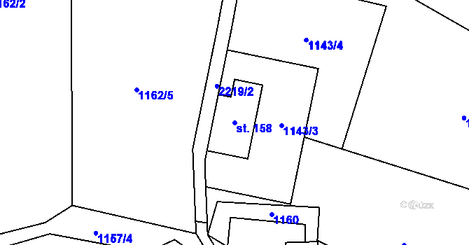 Parcela st. 158 v KÚ Nové Losiny, Katastrální mapa