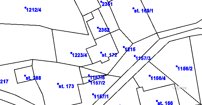 Parcela st. 172 v KÚ Nové Losiny, Katastrální mapa