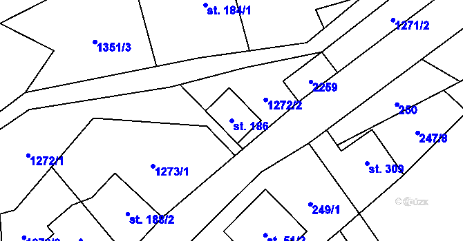 Parcela st. 186 v KÚ Nové Losiny, Katastrální mapa