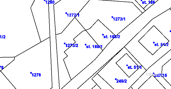 Parcela st. 188/1 v KÚ Nové Losiny, Katastrální mapa