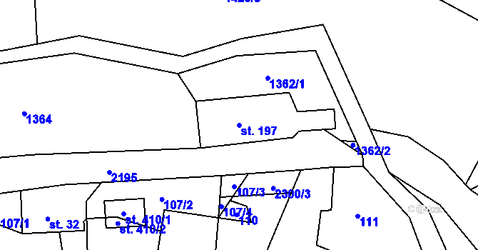 Parcela st. 197 v KÚ Nové Losiny, Katastrální mapa
