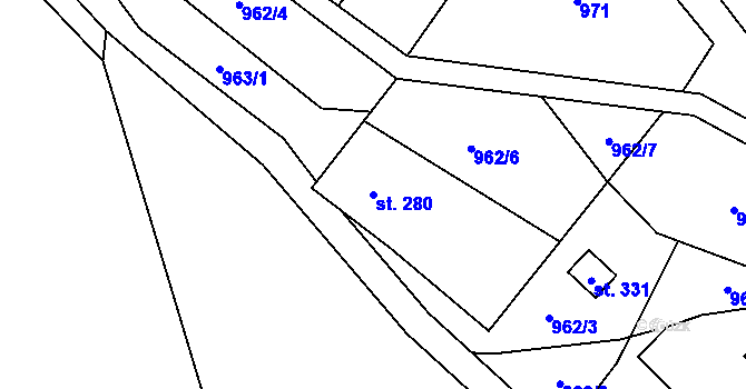 Parcela st. 280 v KÚ Nové Losiny, Katastrální mapa