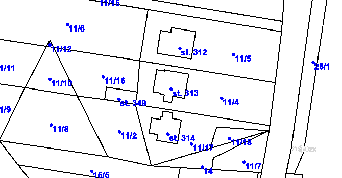 Parcela st. 313 v KÚ Nové Losiny, Katastrální mapa