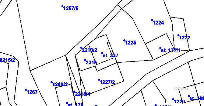 Parcela st. 337 v KÚ Nové Losiny, Katastrální mapa
