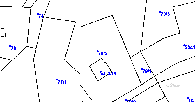 Parcela st. 78/2 v KÚ Nové Losiny, Katastrální mapa