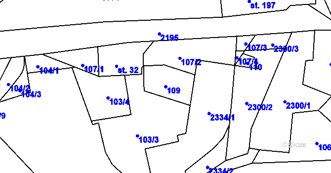 Parcela st. 109 v KÚ Nové Losiny, Katastrální mapa