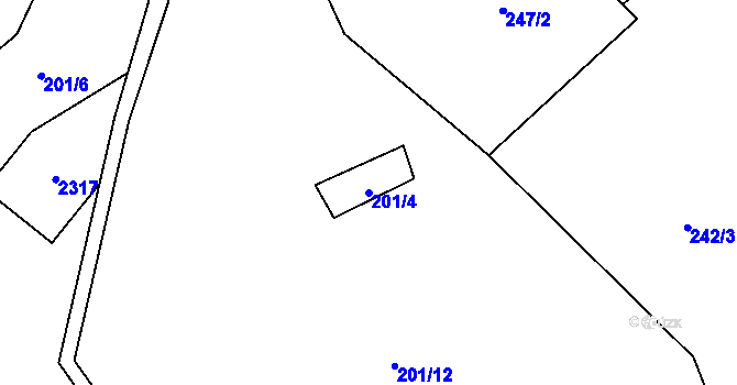Parcela st. 201/4 v KÚ Nové Losiny, Katastrální mapa