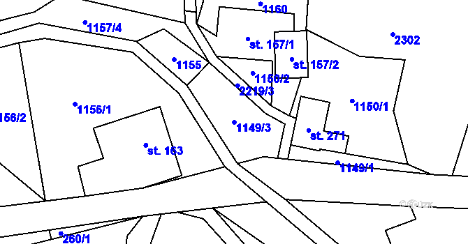 Parcela st. 1149/3 v KÚ Nové Losiny, Katastrální mapa