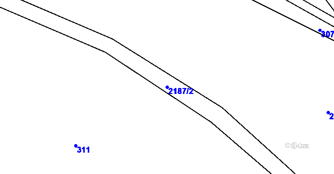 Parcela st. 2187/2 v KÚ Nové Losiny, Katastrální mapa